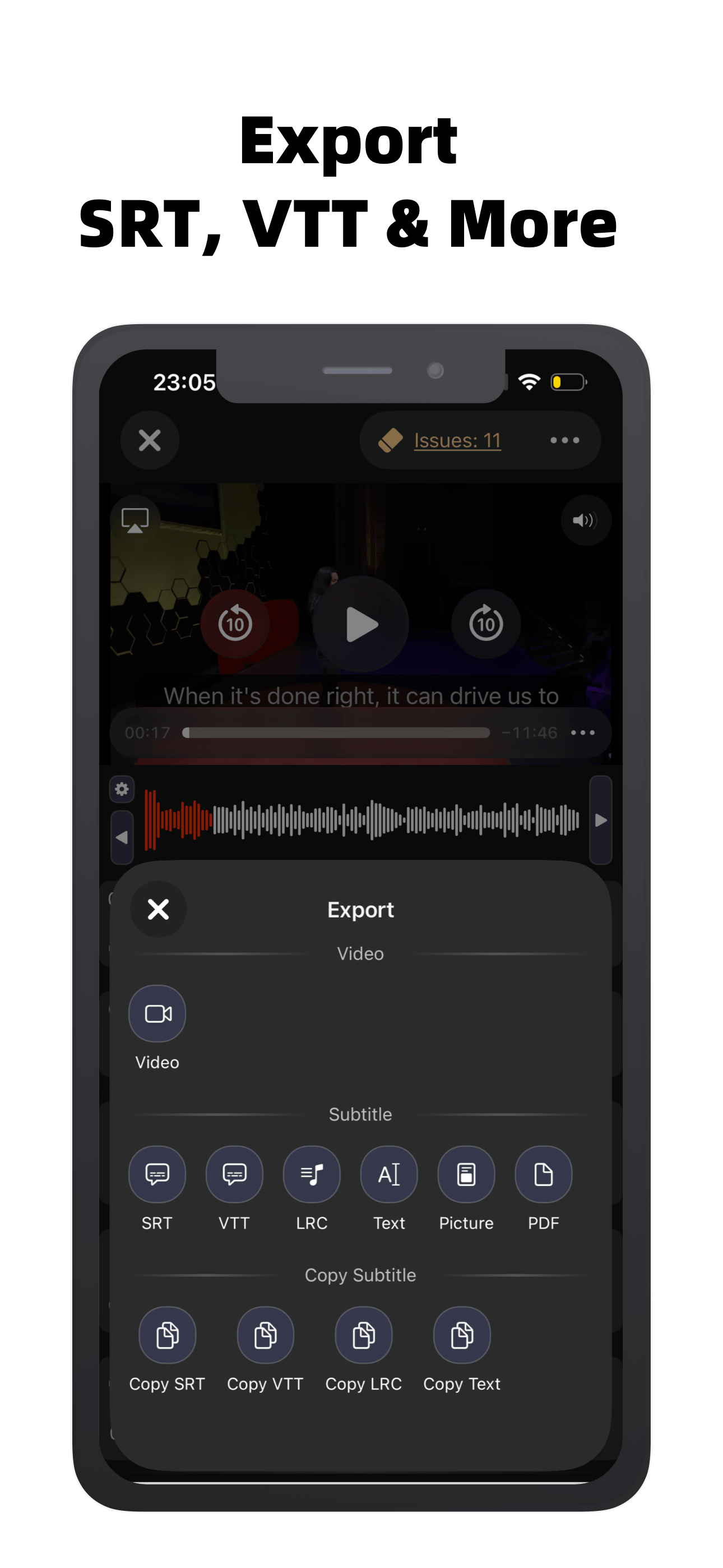 Export subtitle files from SubEasy as SRT or VTT